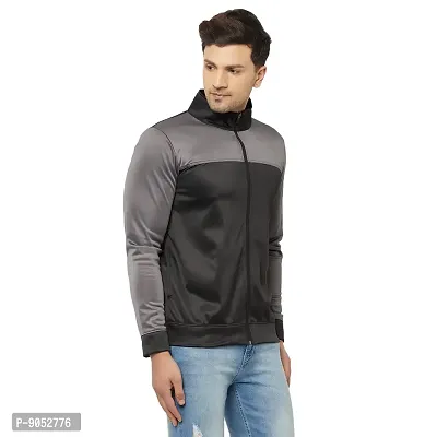 Glito Solid Light Grey Sports  Jacket For Men With Front  Side Pocket-thumb4