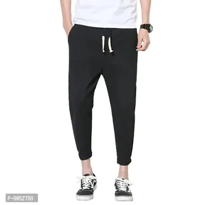 Glito Grey Stretchable Elasticated Waist Track Pants with Insert Pocket(Black)