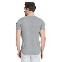 Glito Men's Grey Regular Fit Half Sleeve T-Shirt with Zip Detail for Men/T-Shirt's for Men (Grey)-thumb3