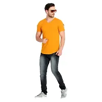 Glito Men's Mustard Yellow Regular Fit Half Sleeve T-Shirt with Zip Detail for Men/T-Shirt's for Men (Mustard)-thumb4