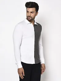 Glito Men's Cotton Regular Fit Collar Shirts in White  Charcoal Color-thumb1