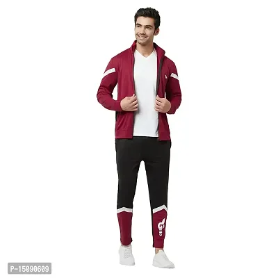 Glito Blocked Stretchable Regular Fit Gym Wear Track Suit-thumb5