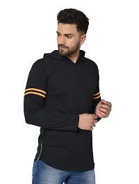 Glito Textured Full Sleeve Hooded T-Shirt-thumb3