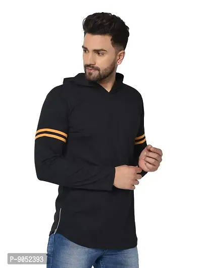 Glito Textured Full Sleeve Hooded T-Shirt-thumb4