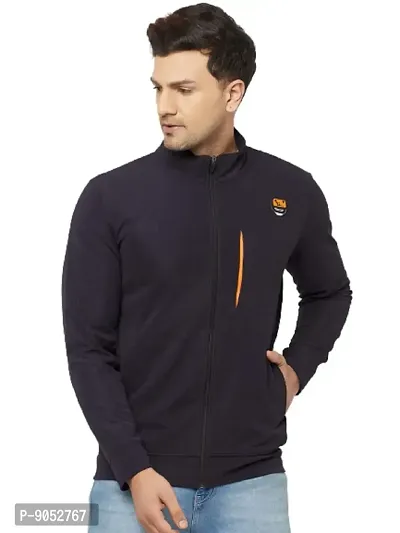 Glito Sports Men's Orange Front Zip DRYfit Jacket With Side  Front Pocket-thumb0