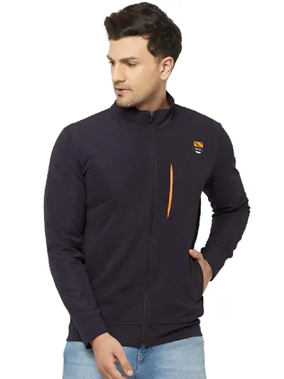 Glito Sports Men's Orange Front Zip DRYfit Jacket With Side & Front Pocket