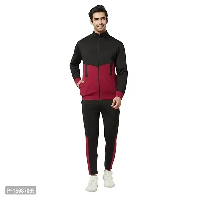 Glito Blocked Stretchable Regular Fit Gym Wear Track Suit-thumb0