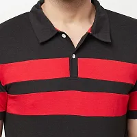 Glito Men Striped Polo Collar T-Shirt(Black)-thumb4