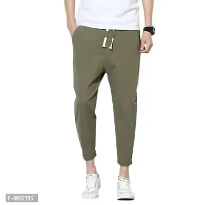 Glito Grey Stretchable Elasticated Waist Track Pants with Insert Pocket(Olive)