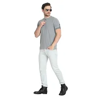 Glito Men's Attractive Grey-Colour Hanley-Neck Fashionable Half Sleeve T-Shirt for Men (Grey)-thumb4