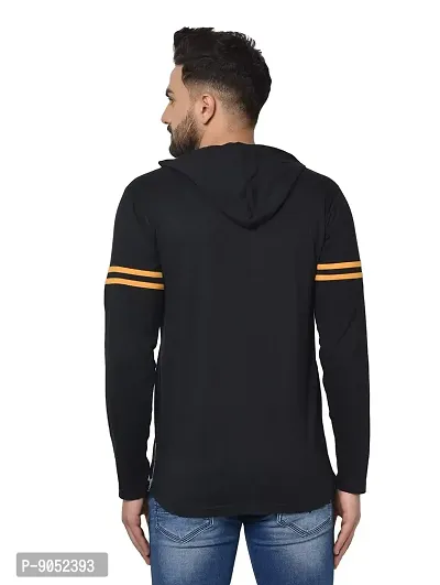 Glito Textured Full Sleeve Hooded T-Shirt-thumb2