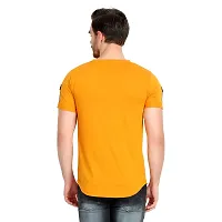 Glito Men's Mustard Yellow Regular Fit Half Sleeve T-Shirt with Zip Detail for Men/T-Shirt's for Men (Mustard)-thumb1