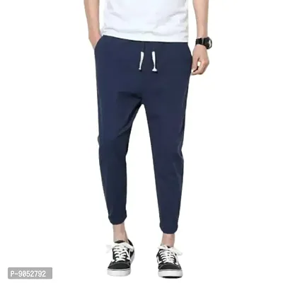 Glito Grey Stretchable Elasticated Waist Track Pants with Insert Pocket(Blue)