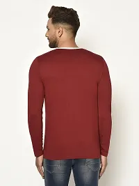 Glito Men's Solid Maroon V-Neck Full Sleeve Tshirt for Men-thumb3