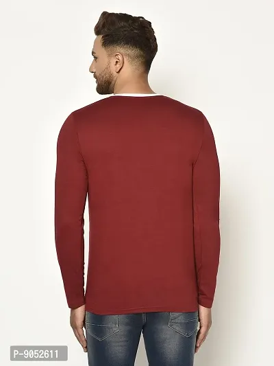 Glito Men's Solid Maroon V-Neck Full Sleeve Tshirt for Men-thumb4