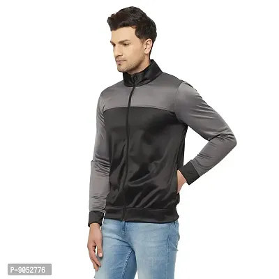 Glito Solid Light Grey Sports  Jacket For Men With Front  Side Pocket-thumb3