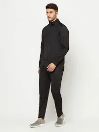 Glito Sports Wear Super Poly Polyester Blend Solid Black Track Suit For Men | (TRCK#08_V-XL)-thumb1