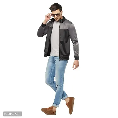 Glito Solid Light Grey Sports  Jacket For Men With Front  Side Pocket-thumb5