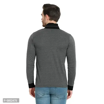 Glito Casual Slim Fit Cotton Fullsleeve Tshirt(Charcoal)-thumb2