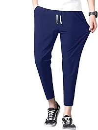 Glito Grey Stretchable Elasticated Waist Track Pants with Insert Pocket(Blue)-thumb3