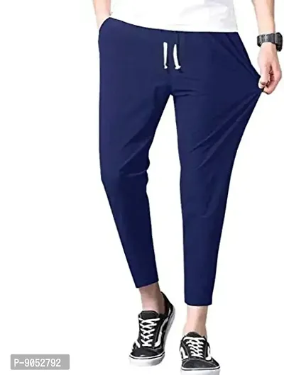 Glito Grey Stretchable Elasticated Waist Track Pants with Insert Pocket(Blue)-thumb4