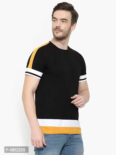 Glito Men's Round Neck Cotton Half Sleeves T-Shirt in Black Colour-thumb4