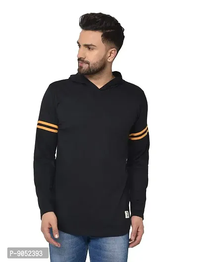 Glito Textured Full Sleeve Hooded T-Shirt