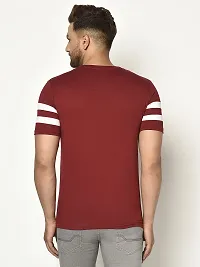 Glito Men's Round Neck Maroon Color Stylish Stripe T-Shirt-thumb3