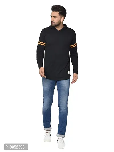 Glito Textured Full Sleeve Hooded T-Shirt-thumb5