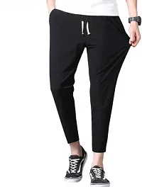 Glito Grey Stretchable Elasticated Waist Track Pants with Insert Pocket(Black)-thumb4