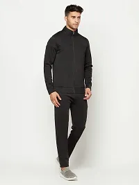 Glito Sports Wear Super Poly Polyester Blend Solid Black Track Suit For Men | (TRCK#08_V-XL)-thumb2