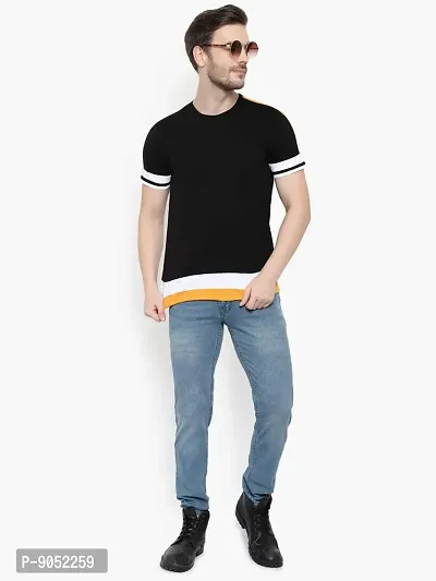 Glito Men's Round Neck Cotton Half Sleeves T-Shirt in Black Colour-thumb5