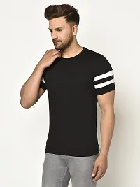 Glito Men's Round Neck Black Color Stylish Stripe T-Shirt-thumb2