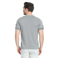 Glito Men's Attractive Grey-Colour Hanley-Neck Fashionable Half Sleeve T-Shirt for Men (Grey)-thumb1