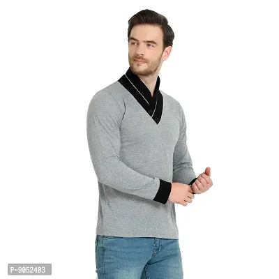 Glito Mens Cotton T-Shirts|Mens Full Sleeve Stylish|V Neck T-Shirts for Men-thumb4