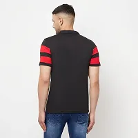 Glito Men Striped Polo Collar T-Shirt(Black)-thumb1