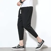 Glito Grey Stretchable Elasticated Waist Track Pants with Insert Pocket(Black)-thumb3