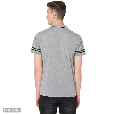 Glito Men's T-Shirt Gray Solid Cotton V-Neck Slim Fit Half Sleeve for Summer-thumb4