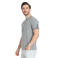 Glito Men's Attractive Grey-Colour Hanley-Neck Fashionable Half Sleeve T-Shirt for Men (Grey)-thumb2