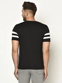 Glito Men's Round Neck Black Color Stylish Stripe T-Shirt-thumb3