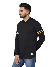 Glito Textured Full Sleeve Hooded T-Shirt-thumb2