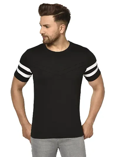 Glito Men's Round Neck Color Stylish Stripe T-Shirt