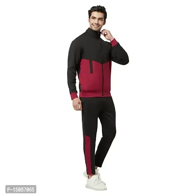 Glito Blocked Stretchable Regular Fit Gym Wear Track Suit-thumb3