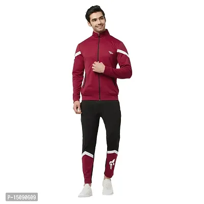 Glito Blocked Stretchable Regular Fit Gym Wear Track Suit-thumb0