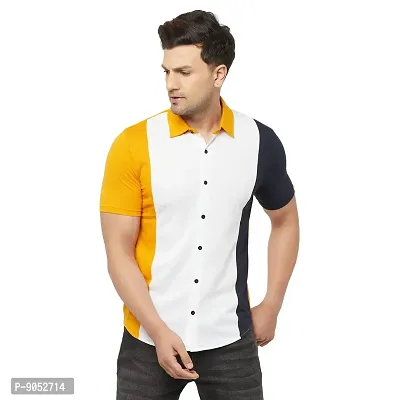 Glito Men's Multi Color Cotton Half Sleeve Casual Classic Collar Shirt