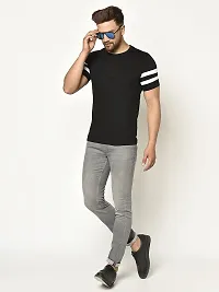 Glito Men's Round Neck Black Color Stylish Stripe T-Shirt-thumb4