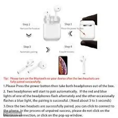 i 12 white ,in a ear true wireless Double (Dual L/R)BT Sports With Charging Box Bluetooth Headset Bluetooth Headset  (White,, True Wireless)-thumb2