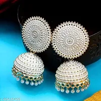 MANMORA Traditional Jhumki Earring For Women | Girls Ethnic Bridal Wedding Indian Pearl Hangings Meena Kari Jhumka Earring Jewellery for Women/Girls (White)-thumb2