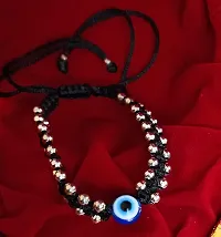 MANMORA Black thread evil eye with silver beads bracelet for girls | boys | men | women-thumb1