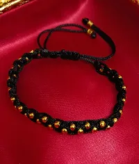 MANMORA Black thread with golden shaded beads bracelet for girls | boys | men | women-thumb4